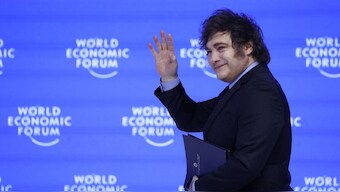 Argentina's President Javier Milei attends the 55th annual World Economic Forum (WEF) meeting in Davos, Switzerland, January 23, 2025. File Image/Reuters