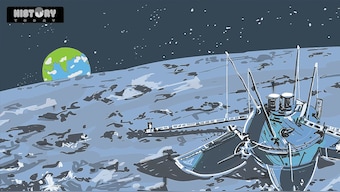 On 3 February 1966, the Luna 9 spacecraft became the first spacecraft to achieve a soft landing on the Moon and return imagery from its surface. Illustration: Santanu Kumar Santan