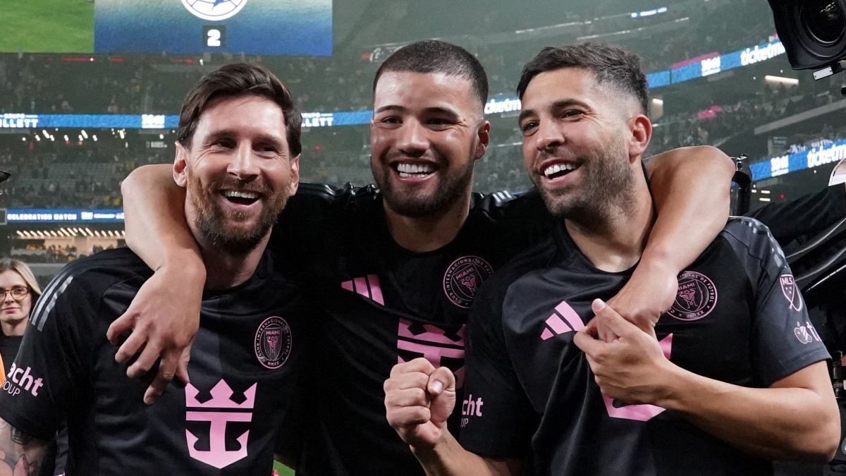 Inter Miami's Lionel Messi (left), Marcelo Weigandt and Jordi Alba celebrate during the club's pre-season fixture against Club America in Las Vegas. Reuters Inter Miami's Lionel Messi (left), Marcelo Weigandt and Jordi Alba celebrate during the club's pre-season fixture against Club America in Las Vegas. Reuters
