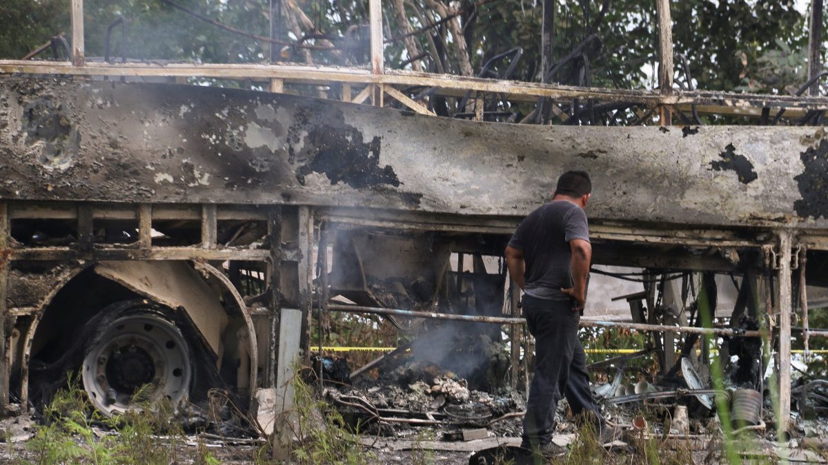 A burned bus is pictured after colliding with a trailer during its journey from Cancun to Tabasco, where people died in the accident. Reuters A burned bus is pictured after colliding with a trailer during its journey from Cancun to Tabasco, where people died in the accident. Reuters