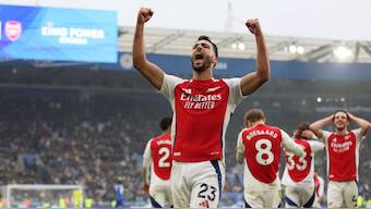 Mikel Merino scored two goals as Arsenal defeated Leicester City. Image: Reuters 