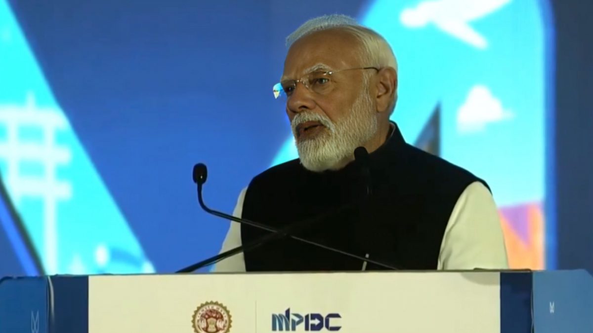 Prime Minister Narendra Modi addressing the Global Investors Summit in Madhya Pradesh. Image courtesy: Screengrab from X.com/@narendramodi Prime Minister Narendra Modi addressing the Global Investors Summit in Madhya Pradesh. Image courtesy: Screengrab from X.com/@narendramodi