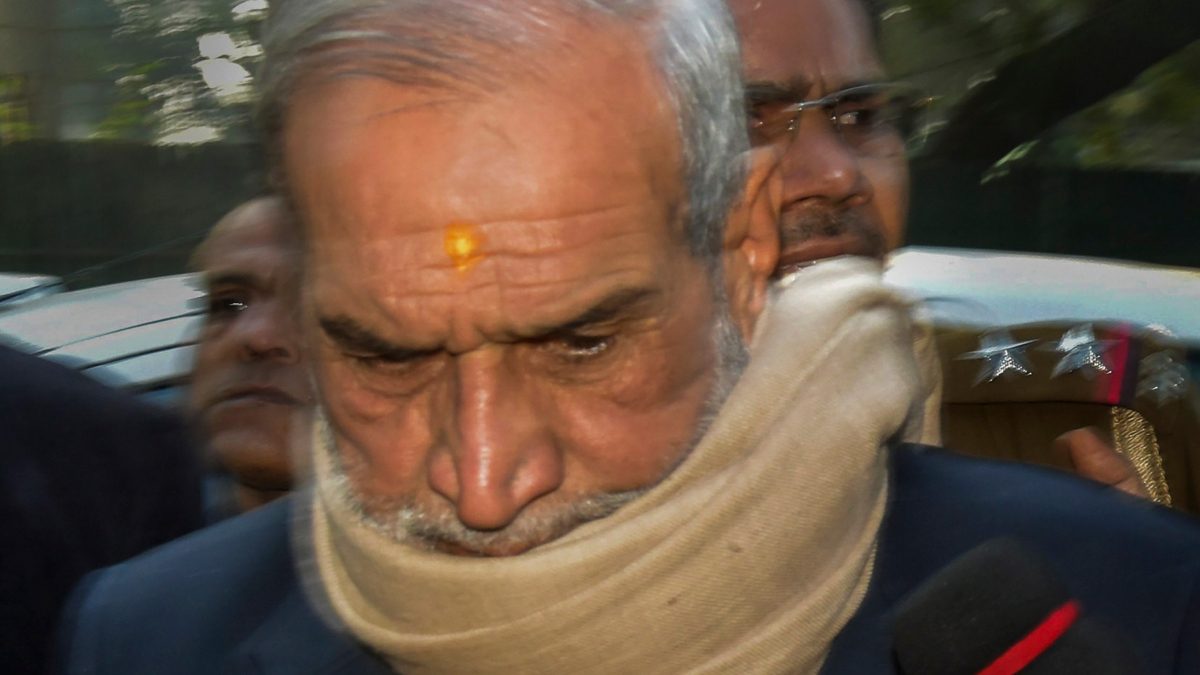 In this file photo, Congress leader Sajjan Kumar is seen outside the Patiala House Court, in New Delhi. PTI In this file photo, Congress leader Sajjan Kumar is seen outside the Patiala House Court, in New Delhi. PTI