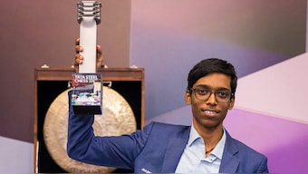R Praggnanandhaa became only the second Indian to win the Tata Steel Chess Tournament after defeating compatriot and reigning world champion D Gukesh in the blitz tie-breaks of the 2025 edition. Image credit: X/@tatasteelchess