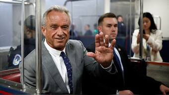 Robert Kennedy Jr, US President Donald Trump's nominee to run the Department of Health and Human Services, gestures in the US Capitol subway on Capitol Hill in Washington, US, December 17, 2024. File Image/Reuters