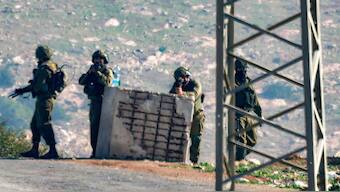 Israeli army soldiers stand guard at the scene of a shooting attack on the Tayasir checkpoint east of Tubas in the north of the occupied West Bank on February 4, 2025. Image- AFP
