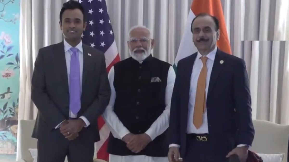 PM Modi meets Vivek Ramaswamy at Blair House in Washington PM Modi meets Vivek Ramaswamy at Blair House in Washington