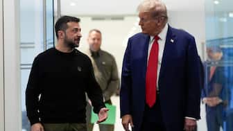 President Donald Trump meets with Ukraine's President Volodymyr Zelenskyy at Trump Tower, Sept. 27, 2024, in New York. File Image- AP