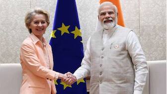 European Commission President Ursula von der Leyen with Indian PM Narendra Modi. File Image