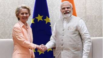 European Commission President Ursula von der Leyen with Indian PM Narendra Modi. File Image