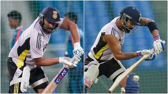 Rohit Sharma and Virat Kohli train in the nets at the Vidarbha Cricket Association Stadium in Nagpur on Wednesday, 5 February on the eve of the first One-Day International between India and England. AP