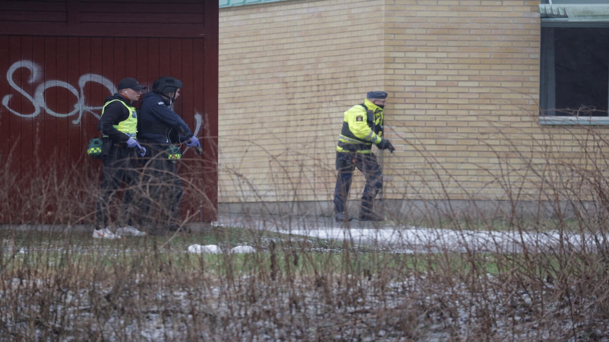 A major police operation is underway at Risbergska School, following reports of a serious violent crime, in Orebro, Sweden, on Tuesday. Reuters A major police operation is underway at Risbergska School, following reports of a serious violent crime, in Orebro, Sweden, on Tuesday. Reuters