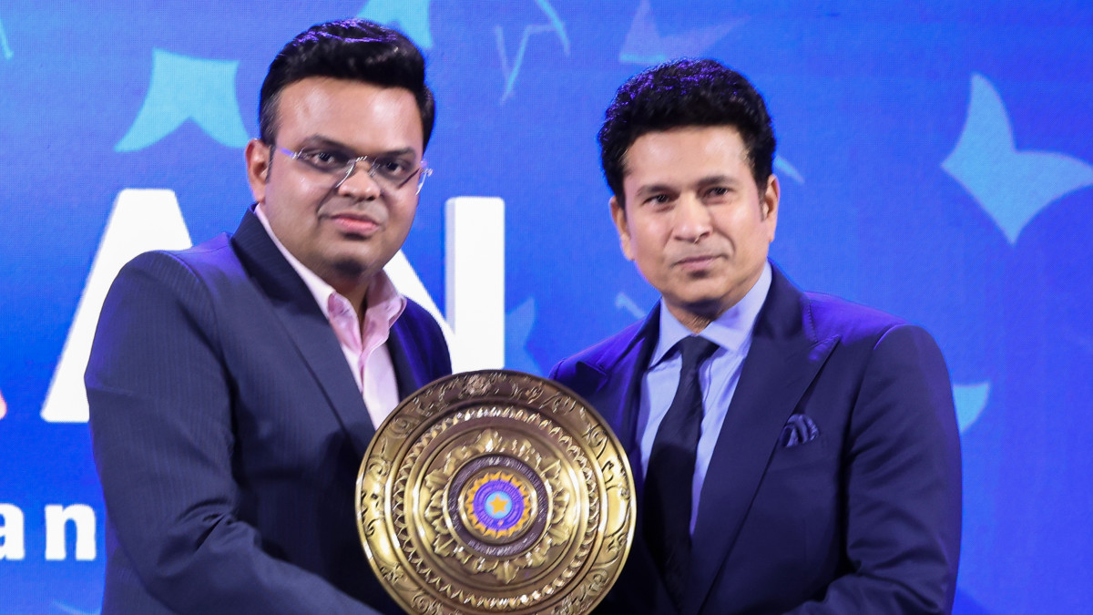 Batting legend Sachin Tendulkar receives the Colonel CK Nayudu Lifetime Achievement Award from ICC Chair Jay Shah at the BCCI Naman Awards in Mumbai on Saturday. PTI Batting legend Sachin Tendulkar receives the Colonel CK Nayudu Lifetime Achievement Award from ICC Chair Jay Shah at the BCCI Naman Awards in Mumbai on Saturday. PTI
