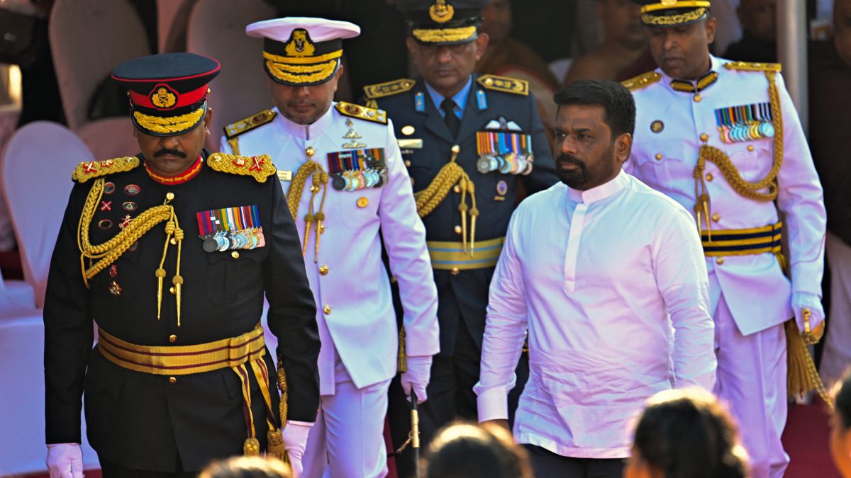 Sri Lanka's President Anura Kumara Dissanayake (2R) arrives to attend the country's 77th Independence Day celebrations at the Independence Square in Colombo. AFP Sri Lanka's President Anura Kumara Dissanayake (2R) arrives to attend the country's 77th Independence Day celebrations at the Independence Square in Colombo. AFP