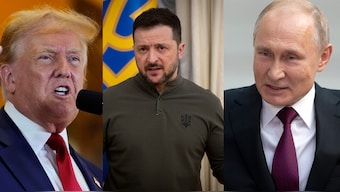 (L-R) US President Donald Trump; Ukraine President Volodymyr Zelenskyy; Russian President Vladimir Putin