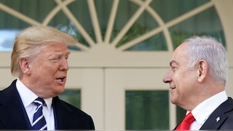 US President Donald Trump and Israeli Prime Minister Benjamin Netanyahu talk outside the Oval Office of the White House in Washington, US, January 27, 2020. File Image/Reuters