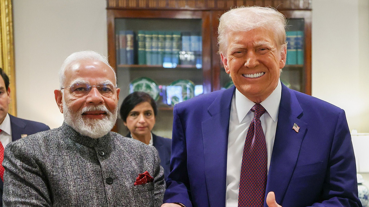 Prime Minister
Narendra Modi
met with
US President
Donald Trump
at the White House on 13 February in Washington D.C. Image courtesy @MEAIndia / X Prime Minister
Narendra Modi
met with
US President
Donald Trump
at the White House on 13 February in Washington D.C. Image courtesy @MEAIndia / X