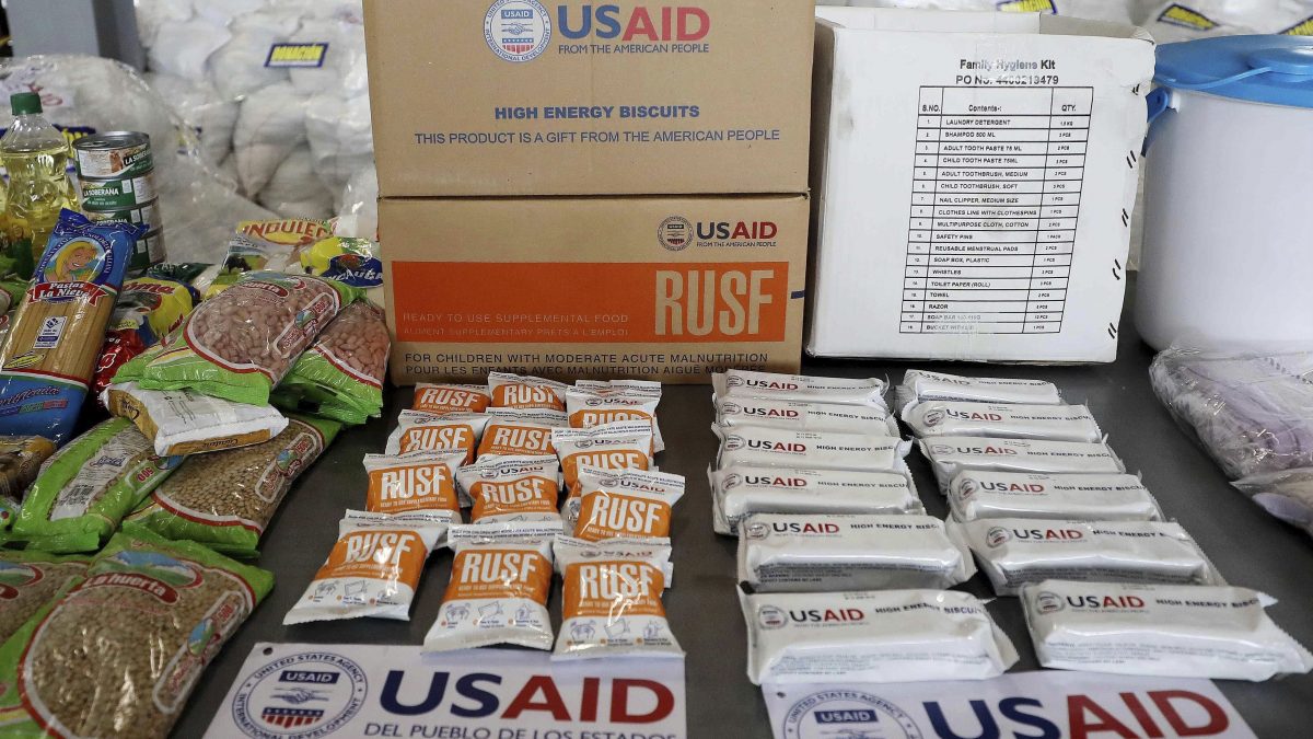 USAID humanitarian aid destined for Venezuela is displayed for the media at a warehouse next to the Tienditas International Bridge on the outskirts of Cucuta, Colombia. File image/ AP USAID humanitarian aid destined for Venezuela is displayed for the media at a warehouse next to the Tienditas International Bridge on the outskirts of Cucuta, Colombia. File image/ AP