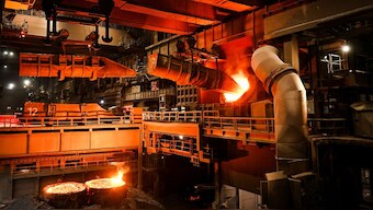 A converter is being charged at the steel production of German industrial conglomerate Thyssenkrupp Steel Europe AG in Duisburg, western Germany. Representative image/AFP file