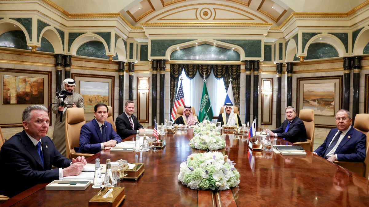 US Secretary of State Marco Rubio meets with Saudi Foreign Minister Prince Faisal bin Farhan Al Saud, Saudi National Security Advisor Mosaad bin Mohammad Al-Aiban, US National Security Advisor Mike Waltz, US Middle East envoy Steve Witkoff, Russian Foreign Minister Sergei Lavrov and Russian President Vladimir Putin's foreign policy advisor Yuri Ushakov, at Diriyah Palace, in Riyadh, Saudi Arabia, February 18, 2025. Reuters US Secretary of State Marco Rubio meets with Saudi Foreign Minister Prince Faisal bin Farhan Al Saud, Saudi National Security Advisor Mosaad bin Mohammad Al-Aiban, US National Security Advisor Mike Waltz, US Middle East envoy Steve Witkoff, Russian Foreign Minister Sergei Lavrov and Russian President Vladimir Putin's foreign policy advisor Yuri Ushakov, at Diriyah Palace, in Riyadh, Saudi Arabia, February 18, 2025. Reuters