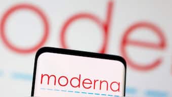 Moderna logo is seen displayed in this illustration taken, May 3, 2022. REUTERS