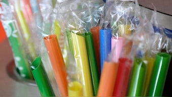 Wrapped plastic straws are seen at a cafe in San Francisco. AP/File Photo
