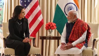 PM Modi meets Tulsi Gabbard, the new Director of National Intelligence (DNI) in the Trump administration. X/@narendramodi
