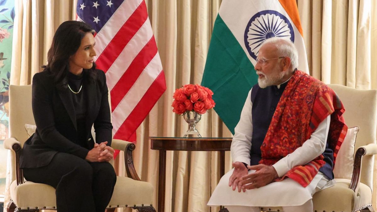 PM Modi meets Tulsi Gabbard, the new Director of National Intelligence (DNI) in the Trump administration. X/@narendramodi
PM Modi meets Tulsi Gabbard, the new Director of National Intelligence (DNI) in the Trump administration. X/@narendramodi
