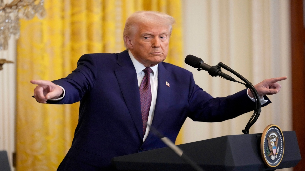 US President Donald Trump attends joint press confrence with Prime Minister Narendra Modi. FP US President Donald Trump attends joint press confrence with Prime Minister Narendra Modi. FP