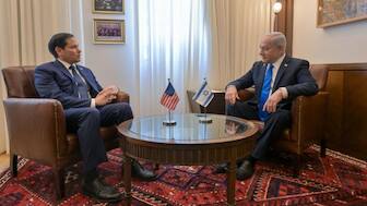 Israeli Prime Minister Benjamin Netanyahu (R) meets with US Secretary of State Marco Rubio at Prime Minister's Office in Jerusalem on Feb. 16, 2025. Israel Government Press Office 