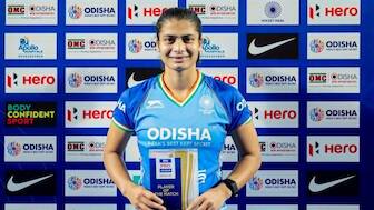 Deepika's flawless penalty corner earned her the Player of the Match award. Image: Hockey India