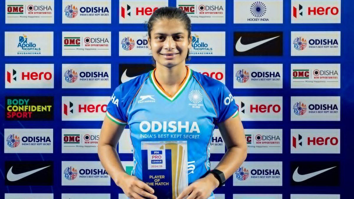 Deepika's flawless penalty corner earned her the Player of the Match award. Image: Hockey India Deepika's flawless penalty corner earned her the Player of the Match award. Image: Hockey India