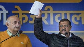 Aam Aadmi Party (AAP) chief Arvind Kejriwal and party leader Manish Sisodia in New Delhi. Both of AAP's biggest leaders lost their seats -- New Delhi and Jangpura -- respectively. File image/PTI