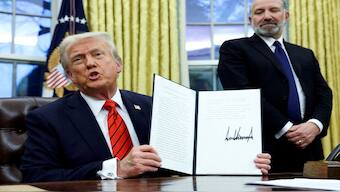 US President Donald Trump signs executive order in the White House. File Image / Reuters