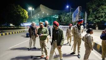 Security personnel outside the Amritsar airport on February 15, 2025. Source: PTI