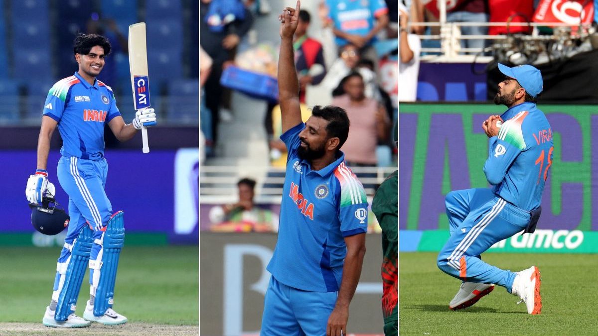 Shubman Gill, Mohammed Shami, and Virat Kohli in action during CT 2025 match vs Bangladesh. Image: Reuters Shubman Gill, Mohammed Shami, and Virat Kohli in action during CT 2025 match vs Bangladesh. Image: Reuters