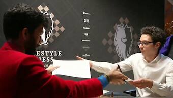 D Gukesh went for early pawn sacrifices against Fabiano Caruana but it backfired against the chess world champion. Image: Freestyle Tour
