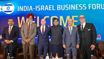 Union Commerce and Industry Minister Piyush Goyal, Israel's Minister of Economy and Industry Nir Barkat and Ambassador to India Reuven Azar at the India-Israel Business Forum in New Delhi. PTI