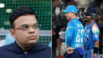 Virat Kohli and Jos Buttler (right) and Jay Shah (left). Image: Reuters