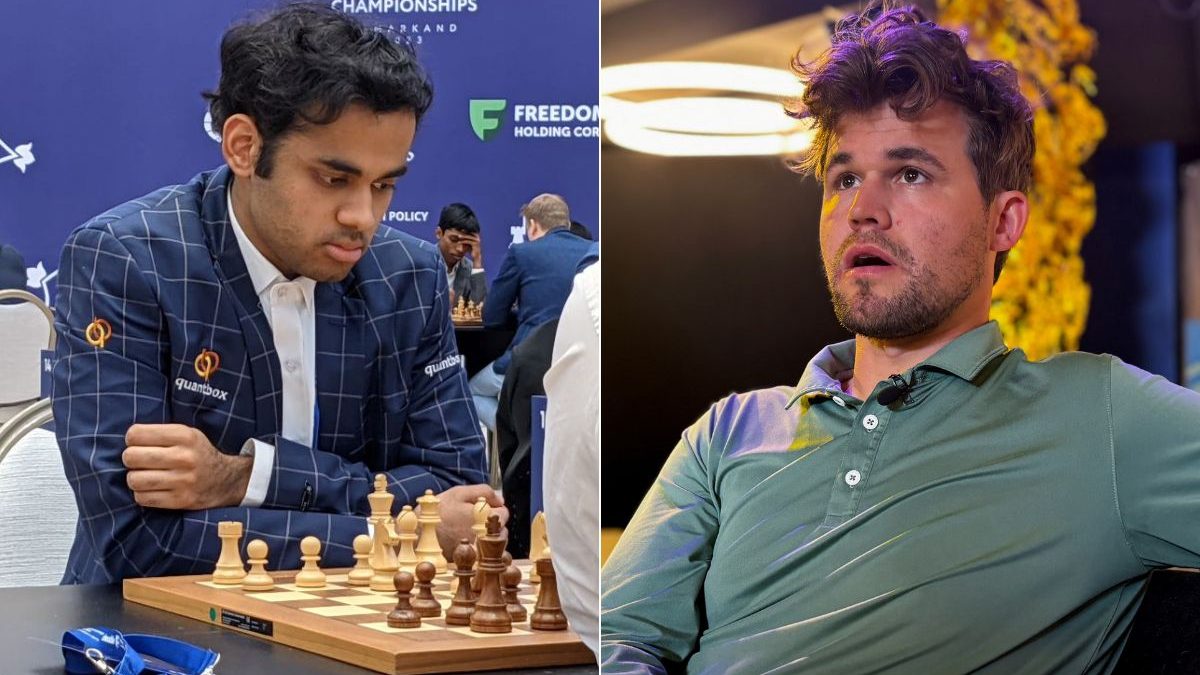 Arjun Erigaisi (left) and Magnus Carlsen (right). Image: Chessbase/Reuters Arjun Erigaisi (left) and Magnus Carlsen (right). Image: Chessbase/Reuters