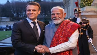 Prime Minister Narendra Modi with French President Emmanuel Macron. Modi is in France and has moved his visit from Paris to Marseille. Image Courtesy: @NarendraModi/X