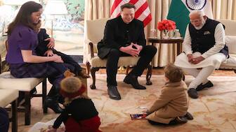 Prime Minister Narendra Modi during a meeting with SpaceX CEO Elon Musk along with his children at the Blair House, in Washington, DC, USA. While it looks cute, some are questioning why the Doge chief keeps bringing his kids for meetings. PTI
