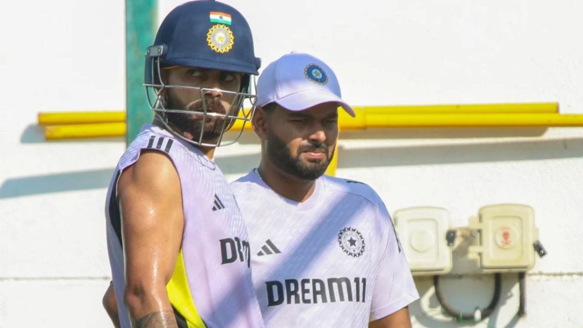 Rishabh Pant with Virat Kohli during India's first practice session in Dubai. Image: PTI Rishabh Pant with Virat Kohli during India's first practice session in Dubai. Image: PTI