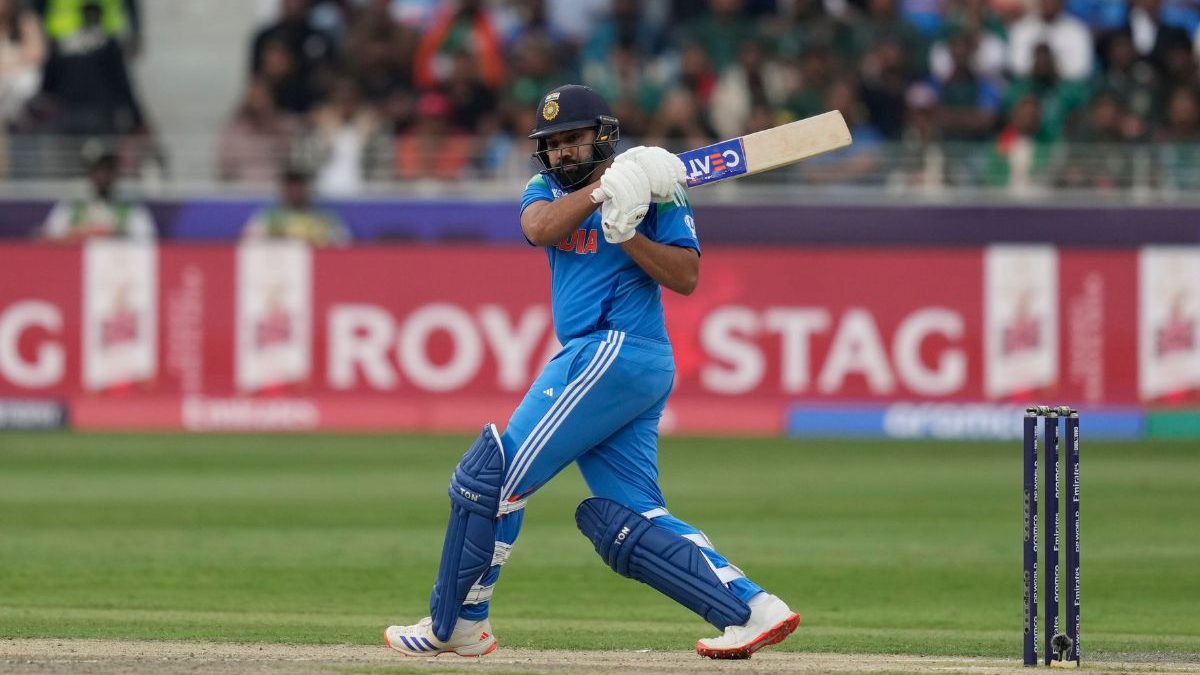 Rohit Sharma plays a shot in the CT 2025 opener against Bangladesh. Image: AP Rohit Sharma plays a shot in the CT 2025 opener against Bangladesh. Image: AP