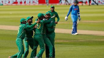 Pakistan celebrate after winning the ICC Champions Trophy in 2017. Image: Reuters