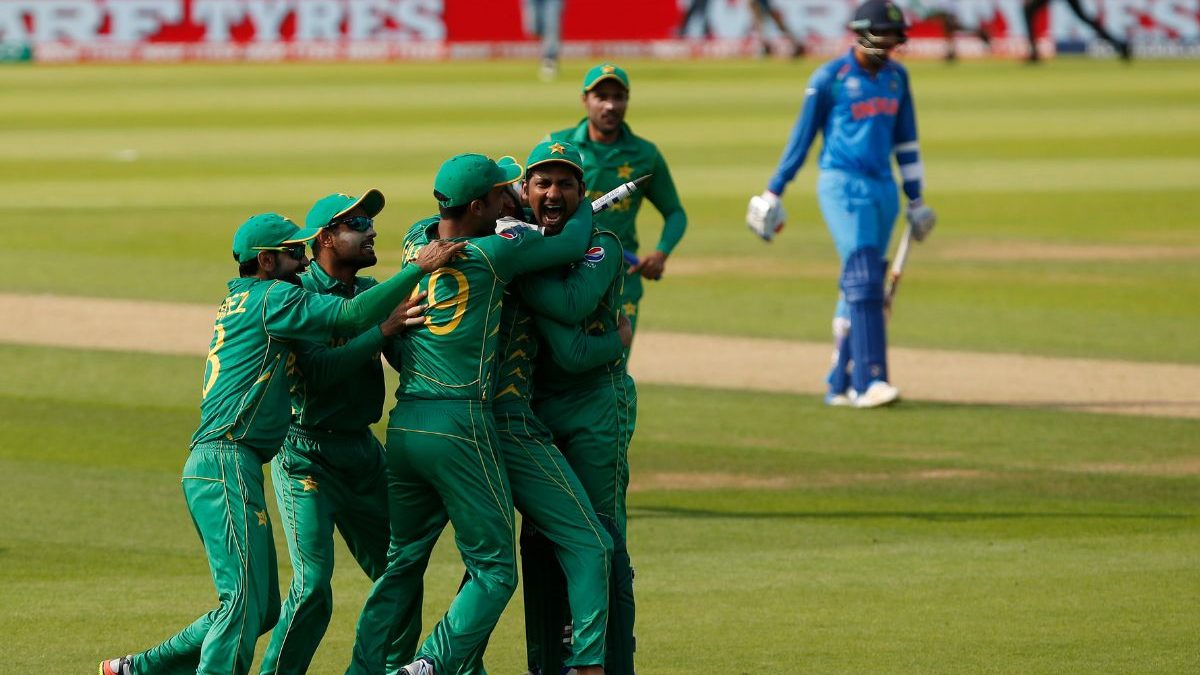Pakistan celebrate after winning the ICC Champions Trophy in 2017. Image: Reuters Pakistan celebrate after winning the ICC Champions Trophy in 2017. Image: Reuters