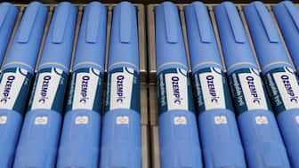 Ozempic pens sit on a production line at Novo Nordisk's site in Hillerod. Reuters