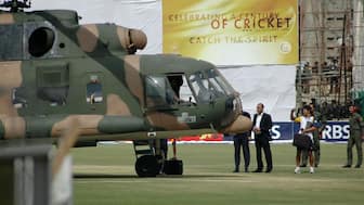 The Sri Lankan players were airlifted from the Gaddafi Stadium following the attack. Image: Reuters