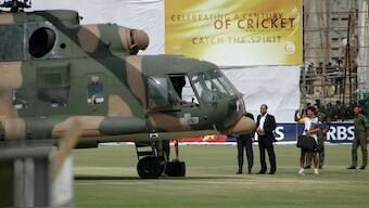 The Sri Lankan players were airlifted from the Gaddafi Stadium following the attack. Image: Reuters