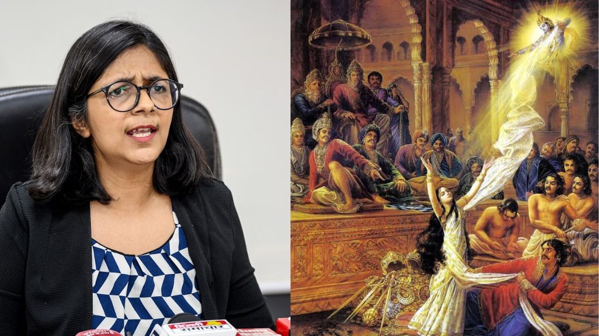 As AAP's faced a crushing electoral defeat, a cryptic social media post about Draupadi's 'cheeharan' by AAP Raja Sabha MP Swati Maliwal has stirred a storm online. IMage courtesy: PTI, X/@SwatiJaiHind As AAP's faced a crushing electoral defeat, a cryptic social media post about Draupadi's 'cheeharan' by AAP Raja Sabha MP Swati Maliwal has stirred a storm online. IMage courtesy: PTI, X/@SwatiJaiHind